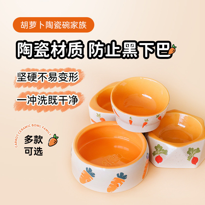Pet carrot ceramic food bowl: 🐰 Super cute cartoon design, exclusive ...