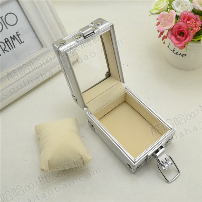 Square Flip-Top Aluminum Alloy Box Gift Packaging Box Watch Earphones Jewelry Packaging Box Sponge Pillow