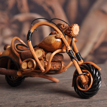 Thai rattan motorcycle ornaments Solid wood Harley motorcycle Southeast Asian handicrafts Home living room desktop furnishings