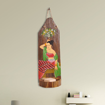 Thai solid wood painted beauty hanging wall decoration character pattern decoration soap box Soap box storage box