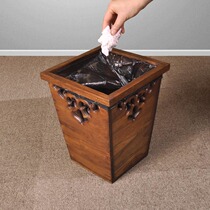 Thailand imported solid wood trash can retro creative wooden storage bucket household paper basket garbage basket variety flower arrangement bottle