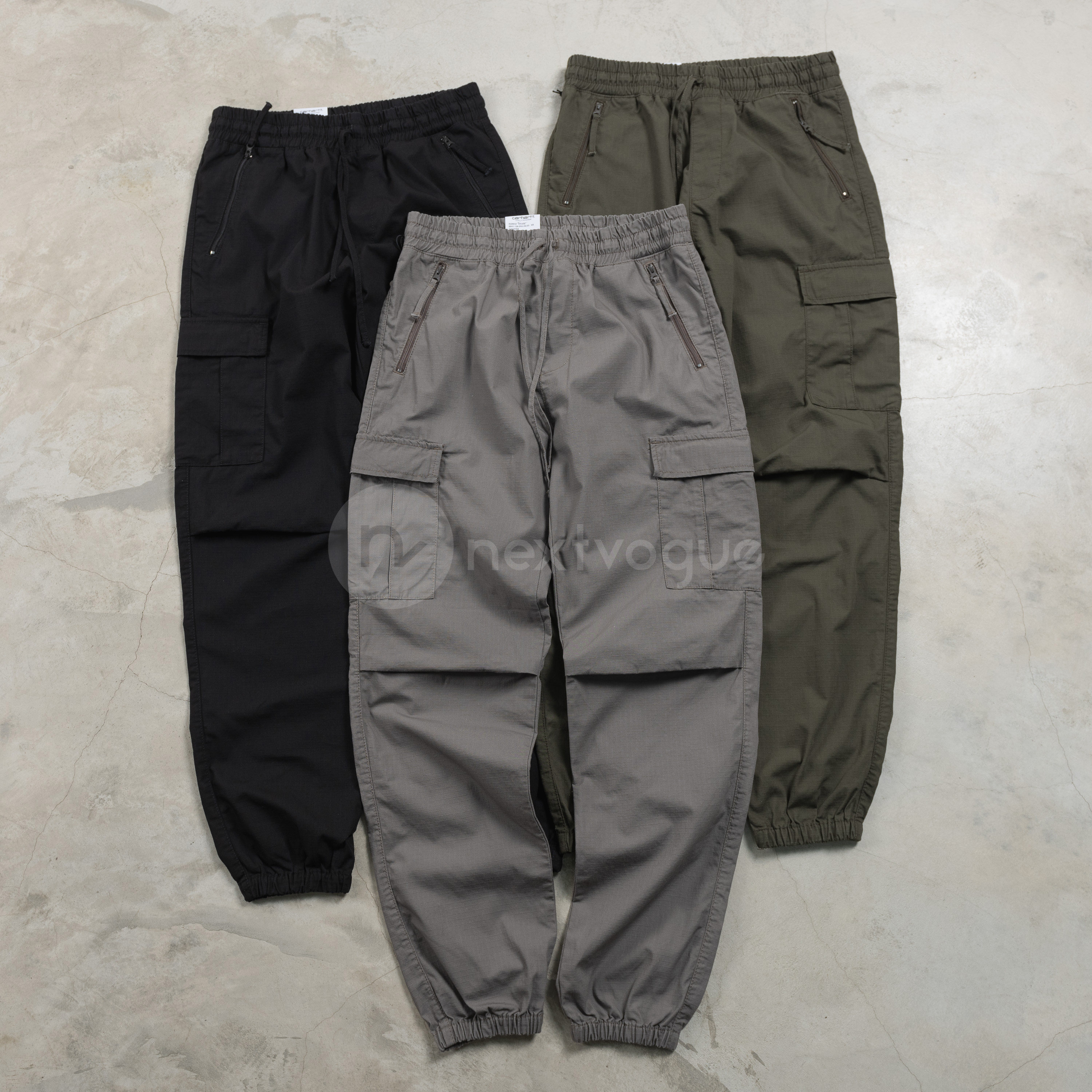 (NextVogue) carhartt wip cargo jogger elasticated waist corset cargo pants in two colors