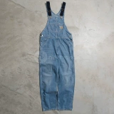 [NextVogue] Carhartt Wip Bib в целом вымытый необработанные рабочие джинсовые брюки.