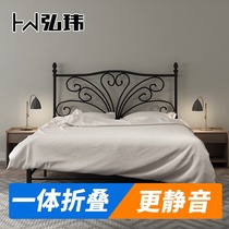 Hongwei Wrought iron bed 1 5 double European Princess bed 1 8 meters folding bed free installation simple modern ins iron bed