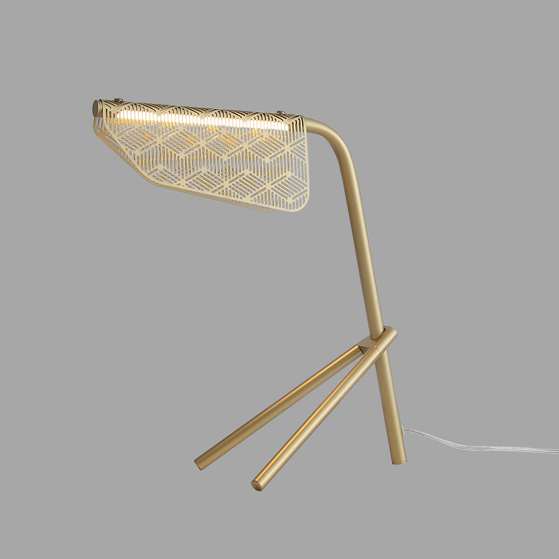 Postmodern designer metal hollowed-out bedroom headboard headroom Dining Room-Triangular Iron Art Decorative Table Light Creativity