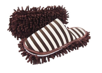 A pair of winter striped thickened chenille removable lazier slippers chenille floor shoes