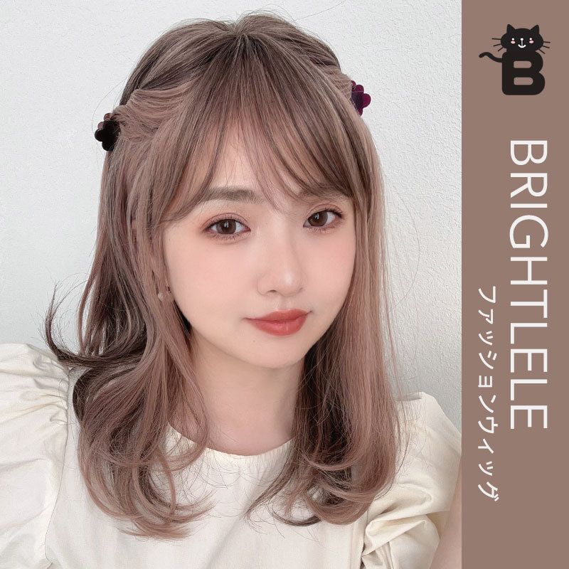 Brightlele's New Pear Blossom Hairstyle, Cute Face-Shaping Medium-Length Hair, Cute Curly Wig for Women, Full Head Cover Brightlele's New Pear Blossom Hairstyle, Cute Face-Shaping Medium-Length Hair, Cute Curly Wig for Women, Full Head Cover