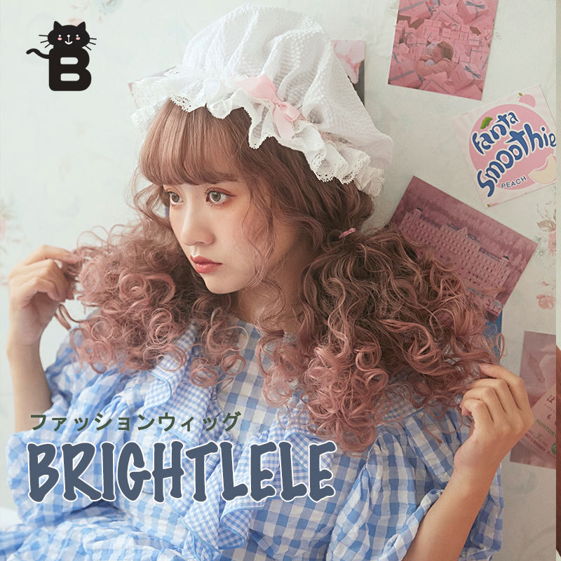 Brightlele Japanese-Style Fashion Wig French Retro Fluffy Cute Doll Curly Wig Same Style as Xiaoya