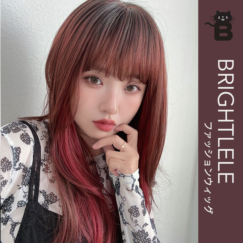 Brightlele Autumn New Product High-End Face-Shaping Matte Wig for Women Natural Curved Atmosphere Straight Hair