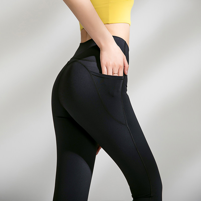 Yoga Pants Woman outside wearing high waistline Hip Pants Running Sports Tight Fit Pants Stretch Fitness Sports Pants Honey Peach Fitness Pants