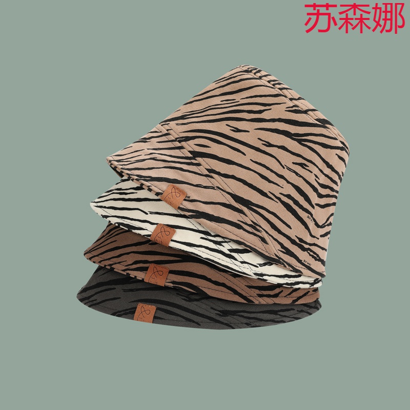Fisherman hat girl in a small bucket hat fashion niche zebra BAO WEN couple shade pot hat tide