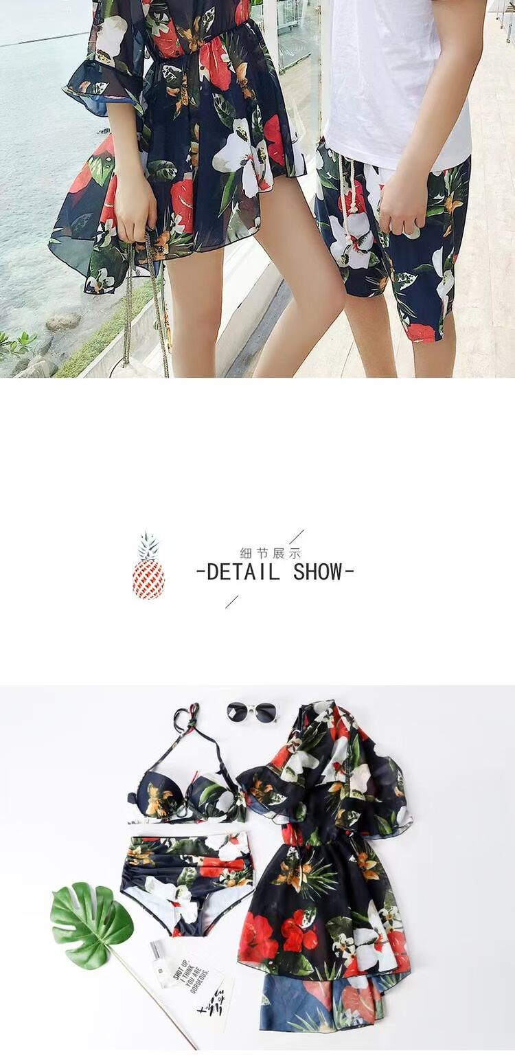 Cặp đôi đồ bơi nữ váy ba mảnh bikini thép tấm ngực nhỏ tập hợp che bụng thon gọn cặp đôi phù hợp với áo tắm nữ - Vài đồ bơi đồ đi biển cho cặp đôi