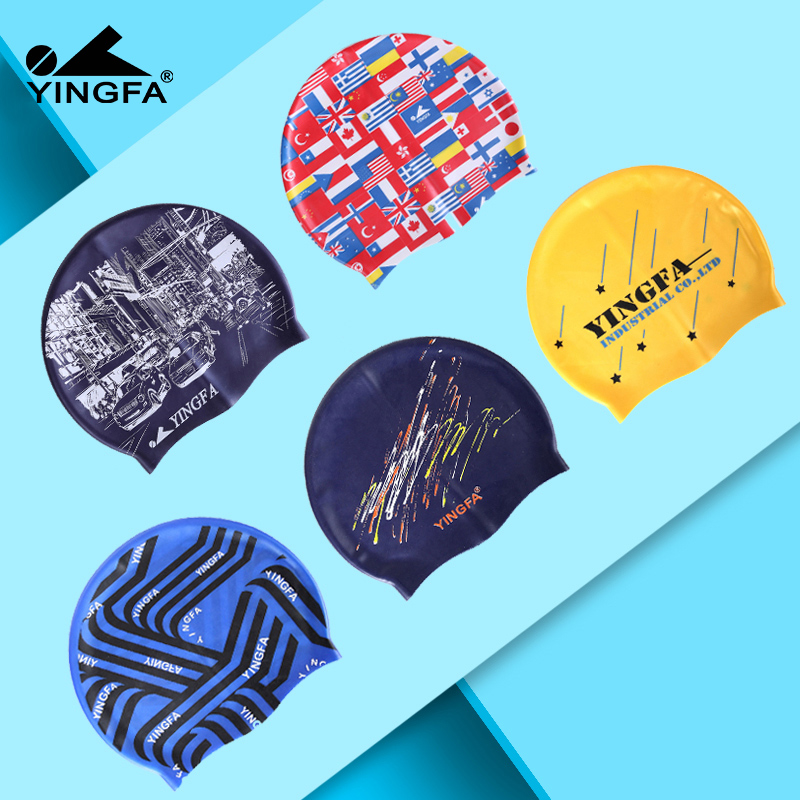 English Hair Bathing Cap Printed Silicone Comfort Male And Male Universal Waterproof Ear without Leehead Fashion new swimming cap