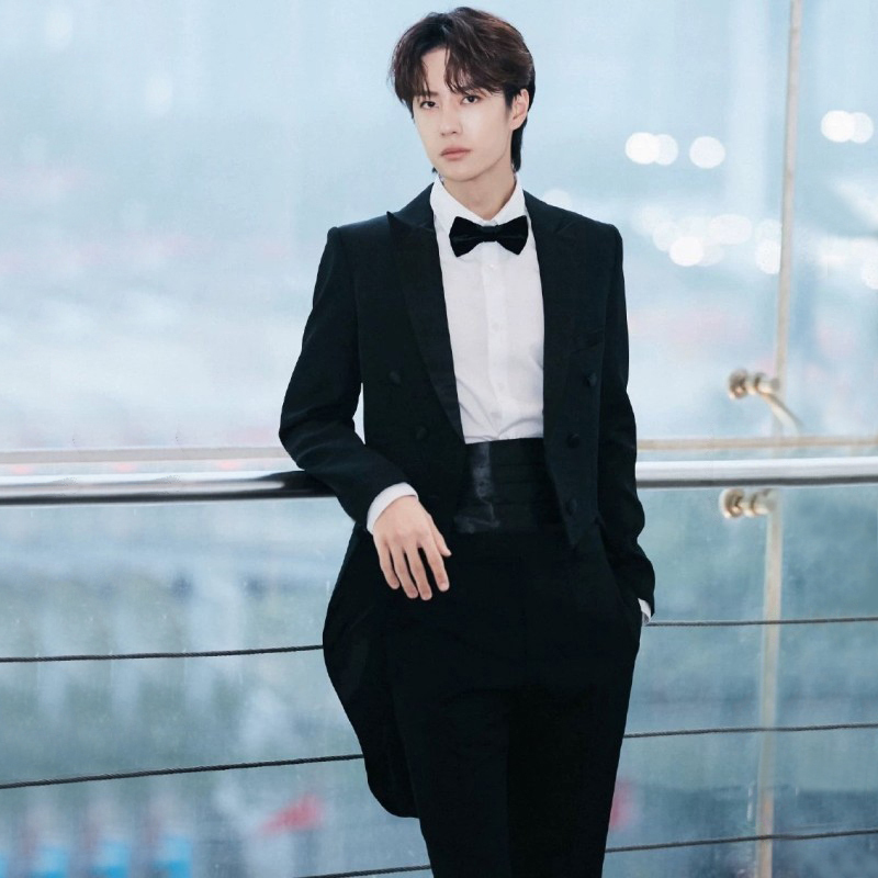 Wang Yibo Tuxedo Men's Suit Mid-Length Piano Performance Dress Men's Stage Performance Outfit Conductor Uniform Wang Yibo Tuxedo Men's Suit Mid-Length Piano Performance Dress Men's Stage Performance Outfit Conductor Uniform