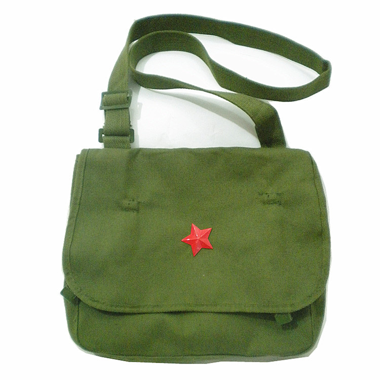 Nostalgia canvas package liberated bag old green book pack 70's 80 Lei Feng envelope red - pointed star pack red guard pack