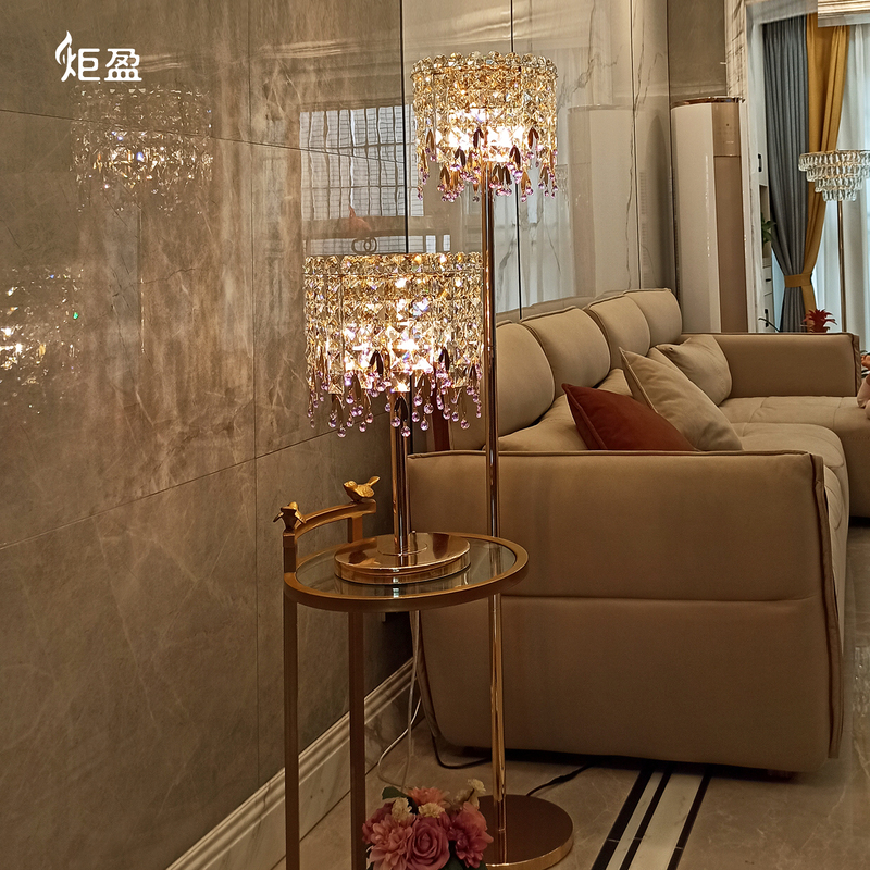 European Crystal Table Lamp, Bedroom Bedside Table Lamp, American Retro Light Luxury Living Room, Modern Creative Atmosphere Lamp, Floor Lamp