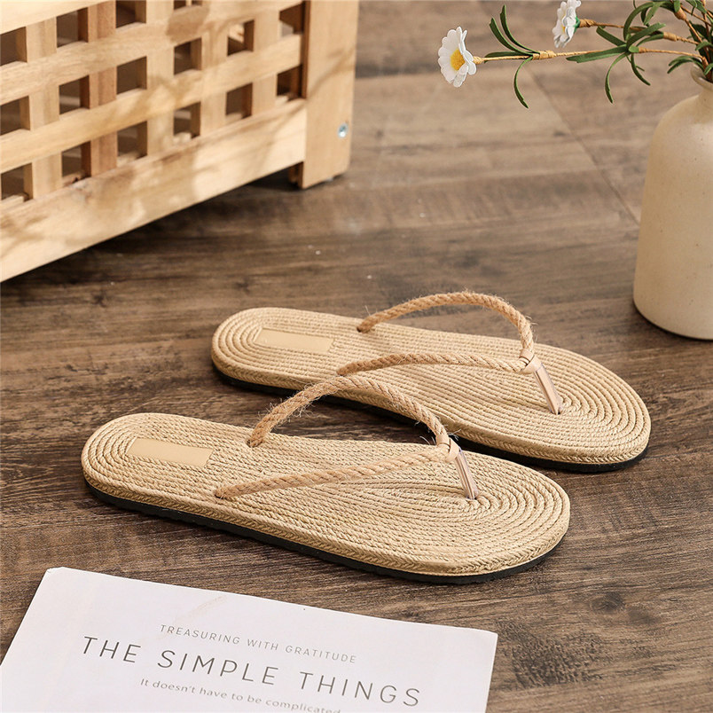 Women’s Boho Flip Flop Sandals – Non-Slip Beach Slides with Braided Strap, Casual Summer Thong Sandals