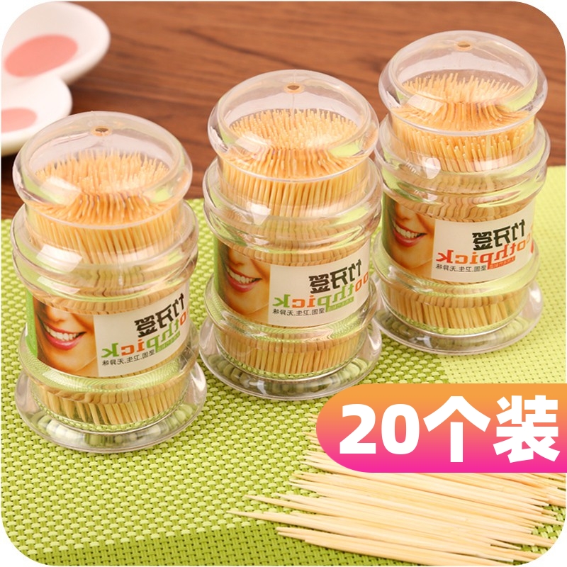 Creative Natural Environmentally Friendly Double Head Toothpicks Hotel Disposable Toothpicks Domestic Toothpicks Bamboo Toothpicks Cylinder Toothpick Box Dental Floss-Taobao