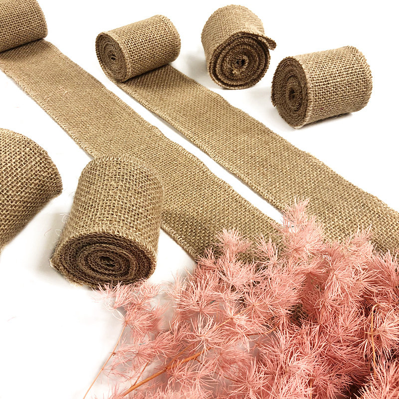 Kindergarten wall decoration diy handmade solid color linen roll lace linen woven edging decorative cloth coarse fabric