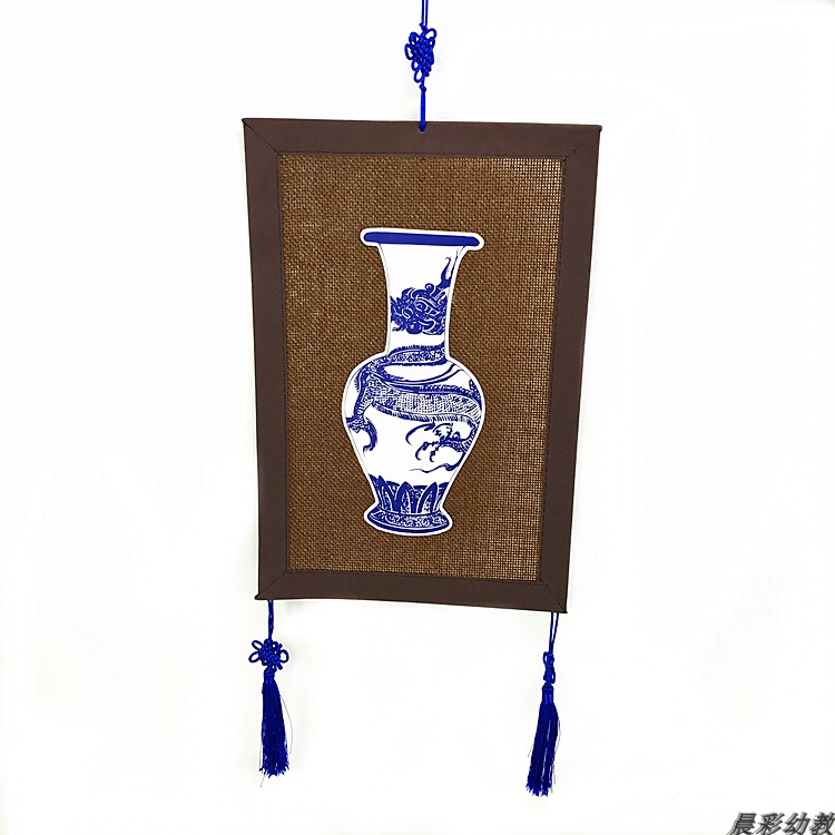 Kindergarten wall decoration green vase ring creation environment decoration hanging non-woven linen imitation classical hanging decoration