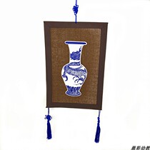  Kindergarten wall decoration Blue and white bottle ring creation environment layout charm Non-woven linen antique pendant