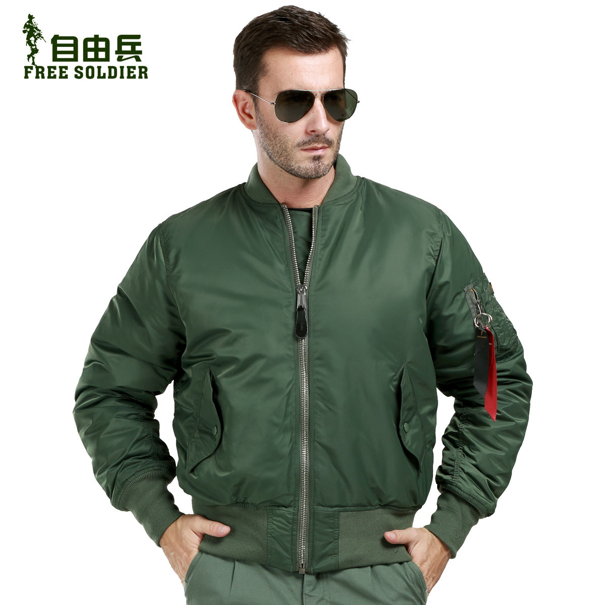 Free soldier MA1 outdoor bomber jacket men's spring and autumn windproof cotton jacket warm thickened jacket short jacket tide