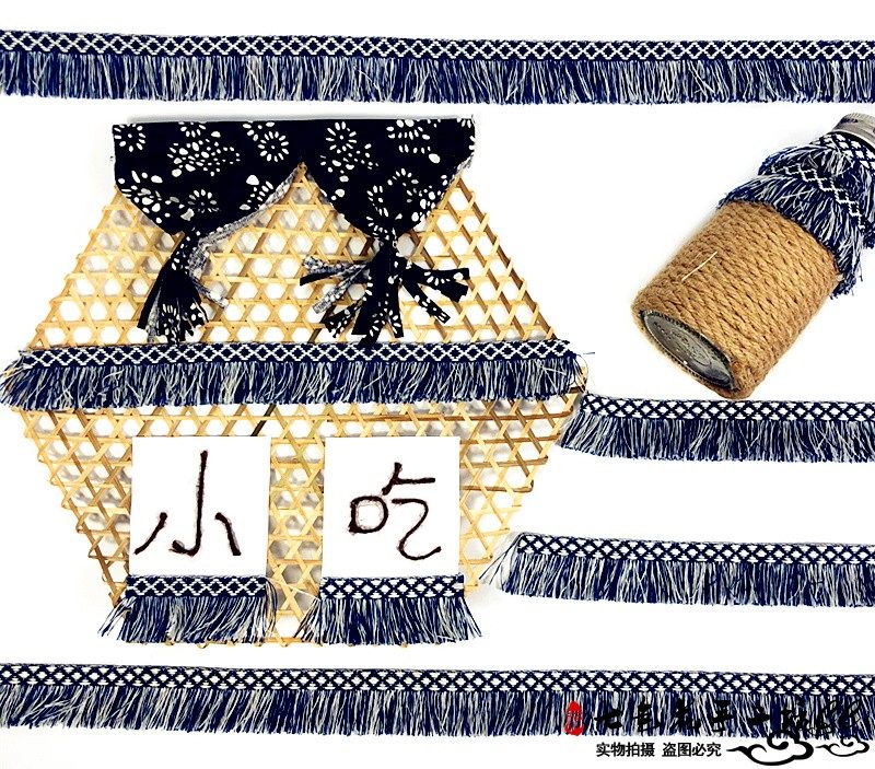 Kindergarten Elementary School Wall Decoration Creativity Handmade Diy China Wind Green Flower Porcelain Flow Beam Rims Strip Printed Cloth Strips