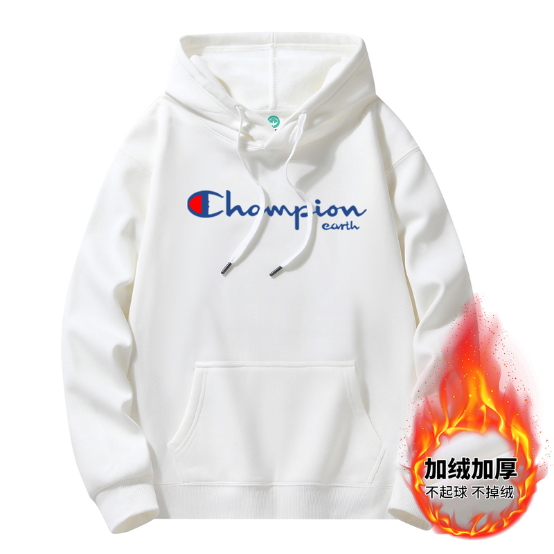 Champion Earth Hoodie for Men and Women, Couple's Hooded Fleece Thick Jacket, Student Style, 2025 Autumn/Winter New Print Trendy Brand Top