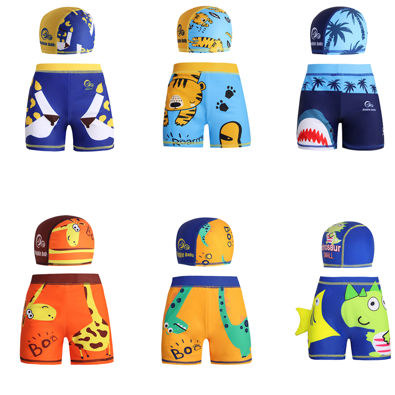 Children's swimming trunks boy cute cartoon shark children's professional swimming training boy boxer swimsuit breathable