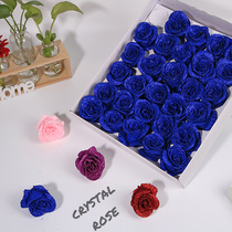 Fake flower supplies immortal flower simulation rose gold powder flower head blue enchantress blue rose Valentines Day flower shop materials