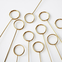 Accent flower material Gold plated metal flower fork round card holder flower bouquet packaging decorative greeting card florist material