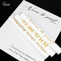 Net red minimalist flowers Packaging paper English Waterproof Coated coated paper Birthday Table White Bouquet Packaging Material Flower Shop