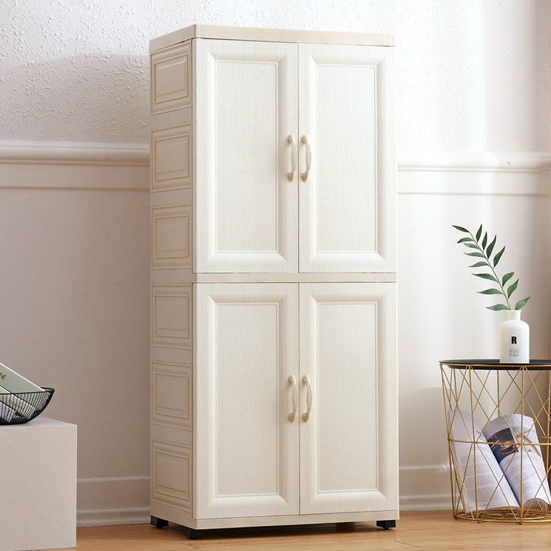 Large children's wardrobe double door storage cabinet drawer plastic clothes finishing cabinet baby simple wardrobe