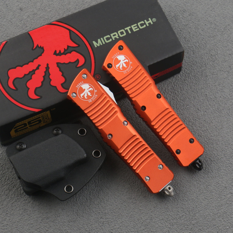 Microtech Orange Big Dragon Mirror High Hardness Aluminum Alloy Handle Outdoor Edc Protective Life-Saving Equipment Microtech Orange Big Dragon Mirror High Hardness Aluminum Alloy Handle Outdoor Edc Protective Life-Saving Equipment