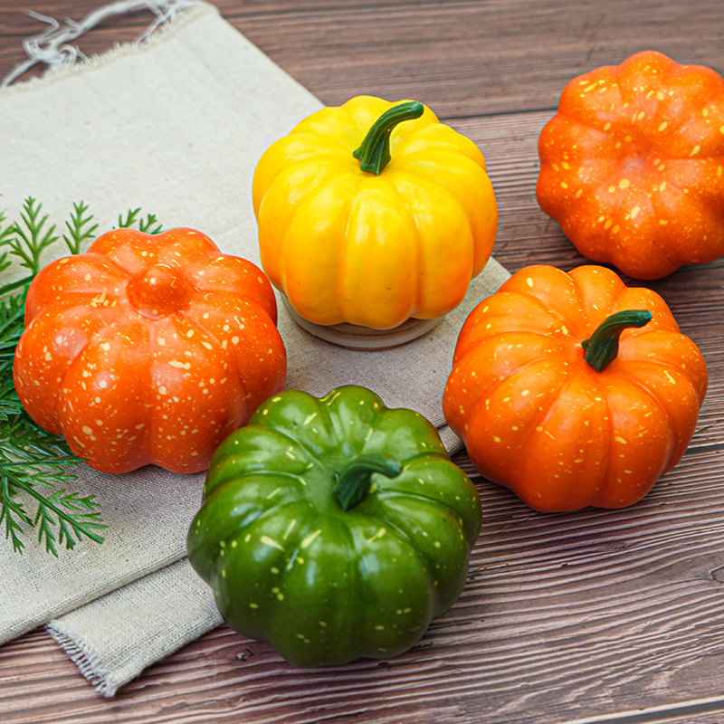 Emulated pumpkin with dot yellow high imitation foam fake green pumpkin model cupboard decoration photographic props early teaching appliance-Taobao