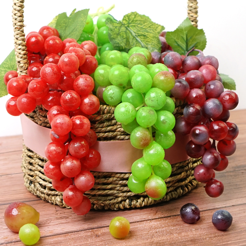 Simulation grape string hanging string hanging plastic fake fruit model rattan decorative decoration props Raisin grape leaves
