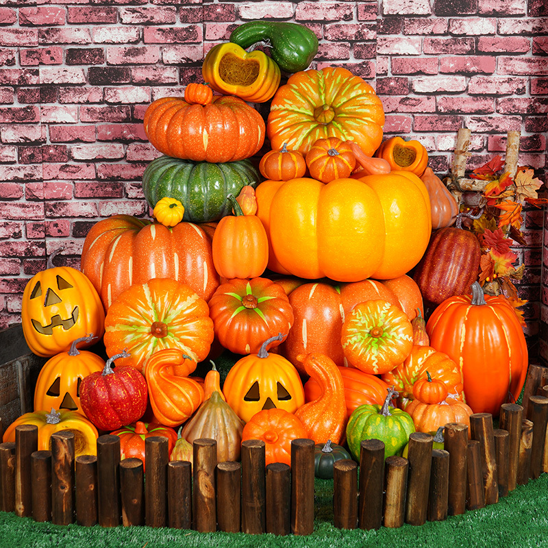 Simulated Large Pumpkin Model Halloween Ghost Face Fake Vegetable Decoration Photography Props Plastic Teaching Aids Ornaments Harvest