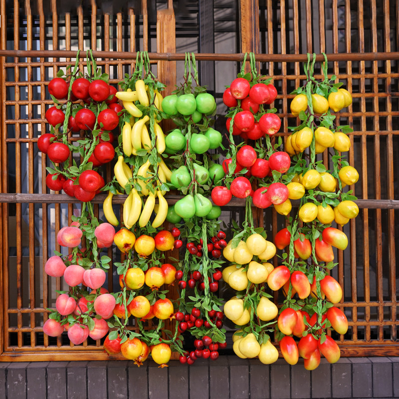 Simulation Vegetable Fruit Hanging Strings Simulation Plastic Model Vegetable Fruit String Farmhouse Lotte Hotel Decorations-Taobao