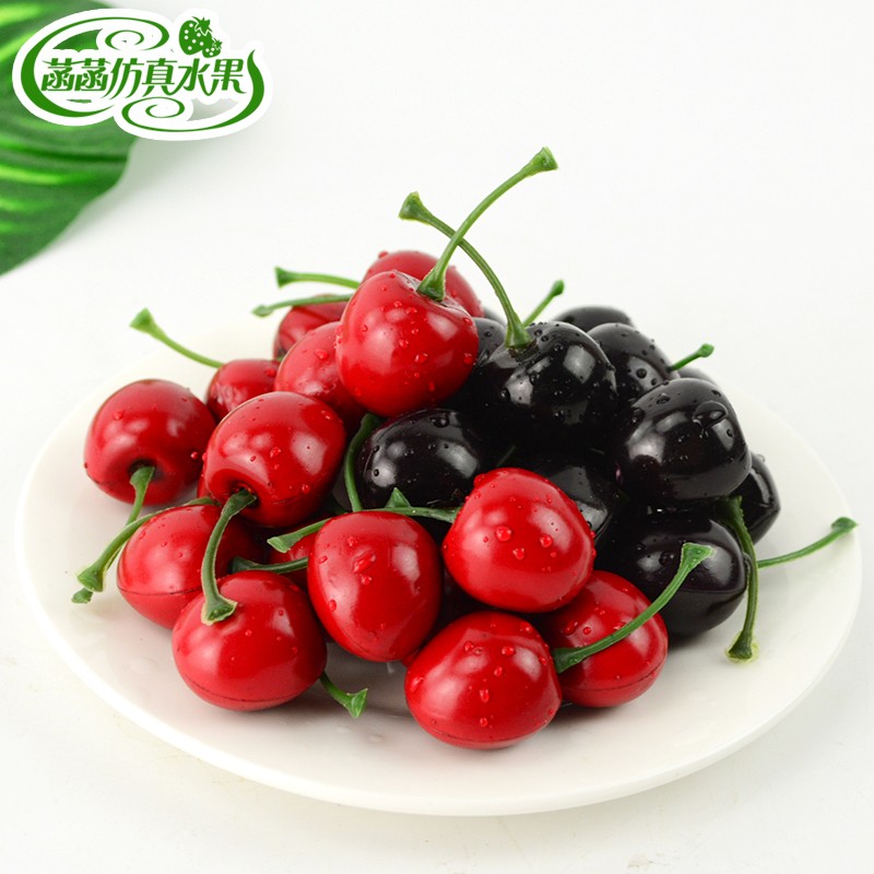 Emulation small cherry fake car Centipec Plastic Date Red Prop Teaching Aids Toy Decoration Model Fruit Canned dot decorations-Taobao