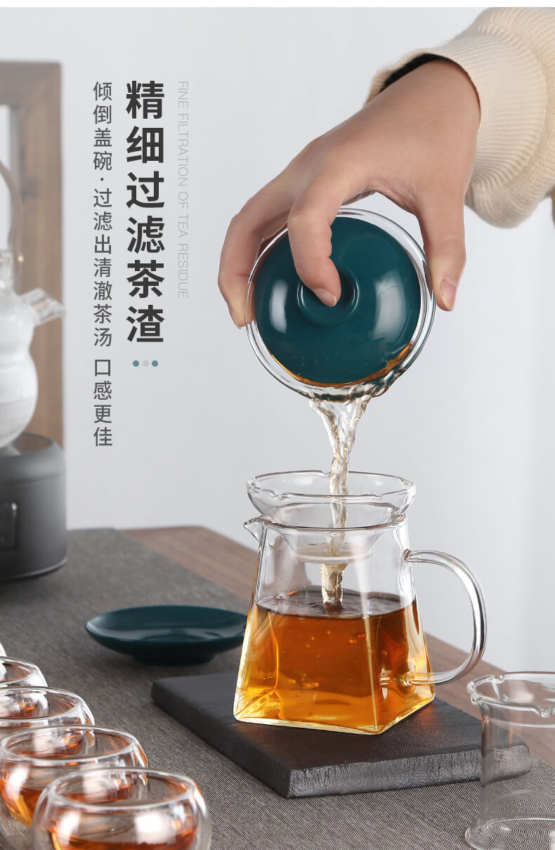 ZuoMing right device glass kung fu tea set home tea mercifully tea tureen tea cups transparent high - temperature contracted