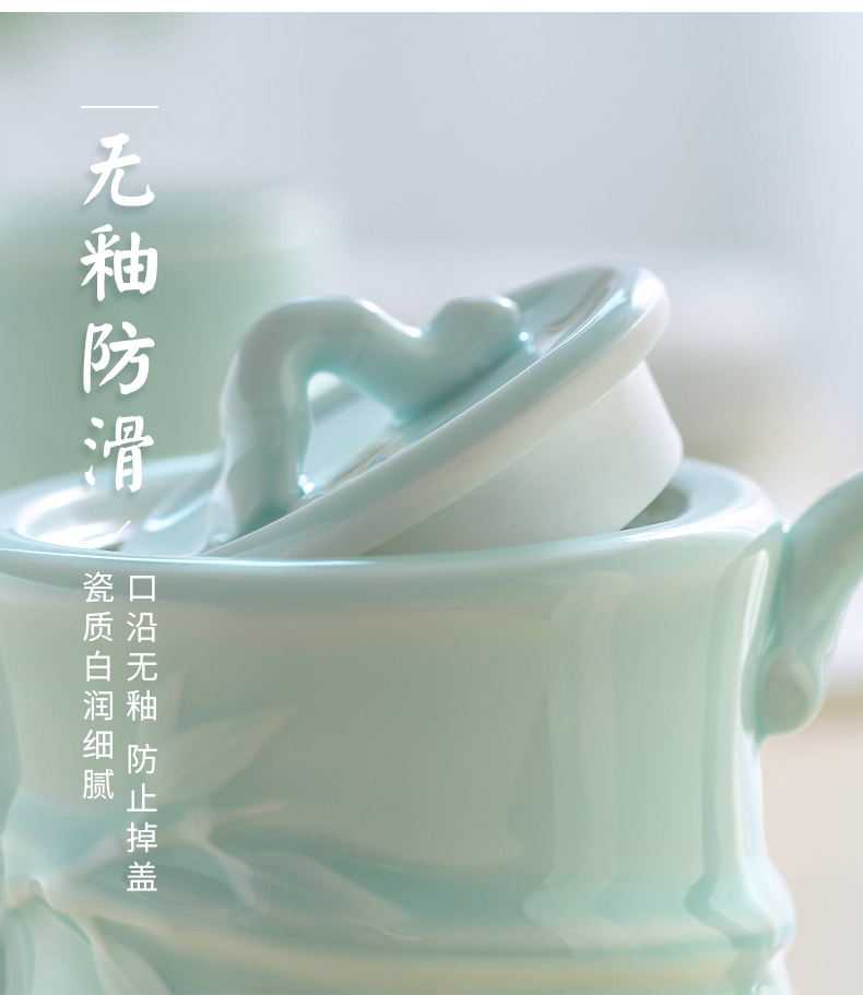 ZuoMing right device celadon jingdezhen green tea pot large filter terms ceramic teapot household pot tray was set