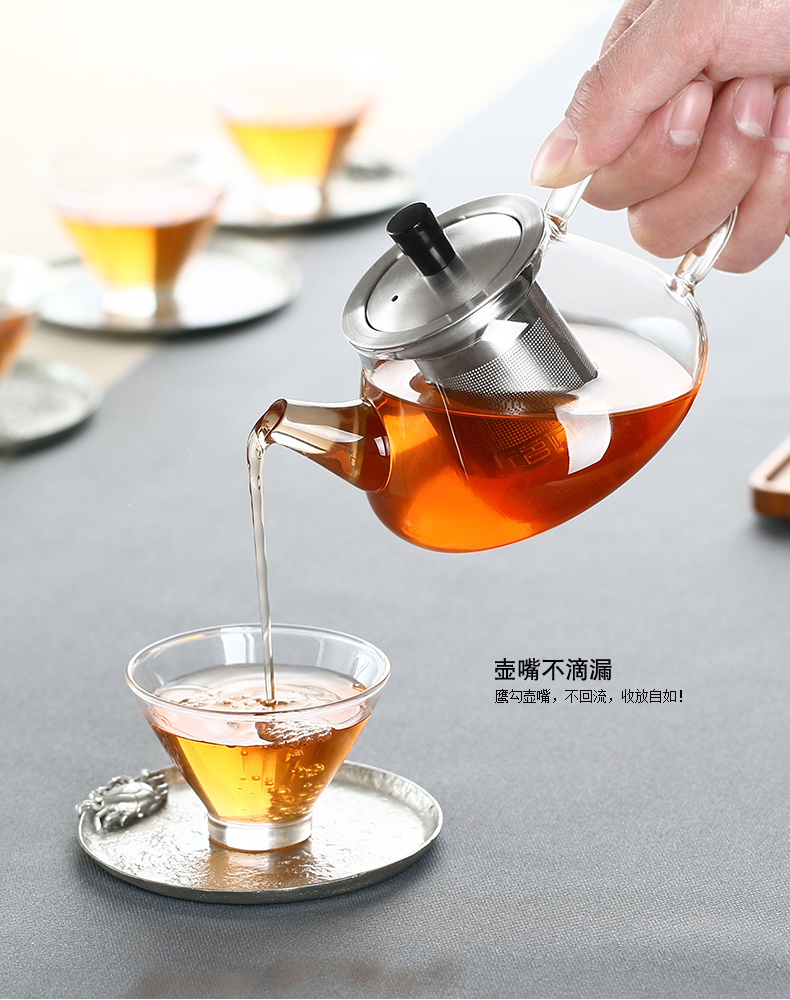 ZuoMing right is high temperature resistant one little teapot with filtering thickening glass mini kungfu single pot of tea, tea sets