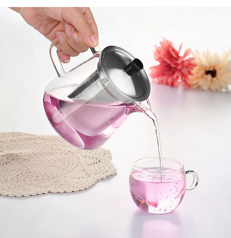 ZuoMing right device can be cooked with thick glass tea kettle stainless steel filter, large capacity can separate a warm tea