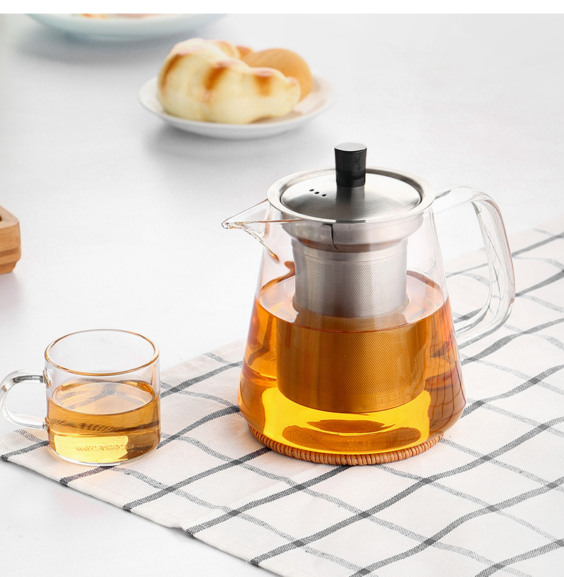 ZuoMing right device can be cooked with thick glass tea kettle stainless steel filter, large capacity can separate a warm tea