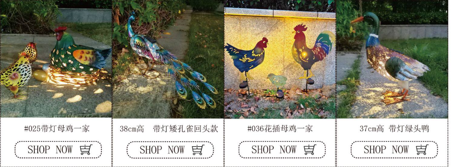 户外/庭院摆件 欧美出口多肉绿植花园装饰铁艺工艺品孔雀花动物造型可爱特色花盆