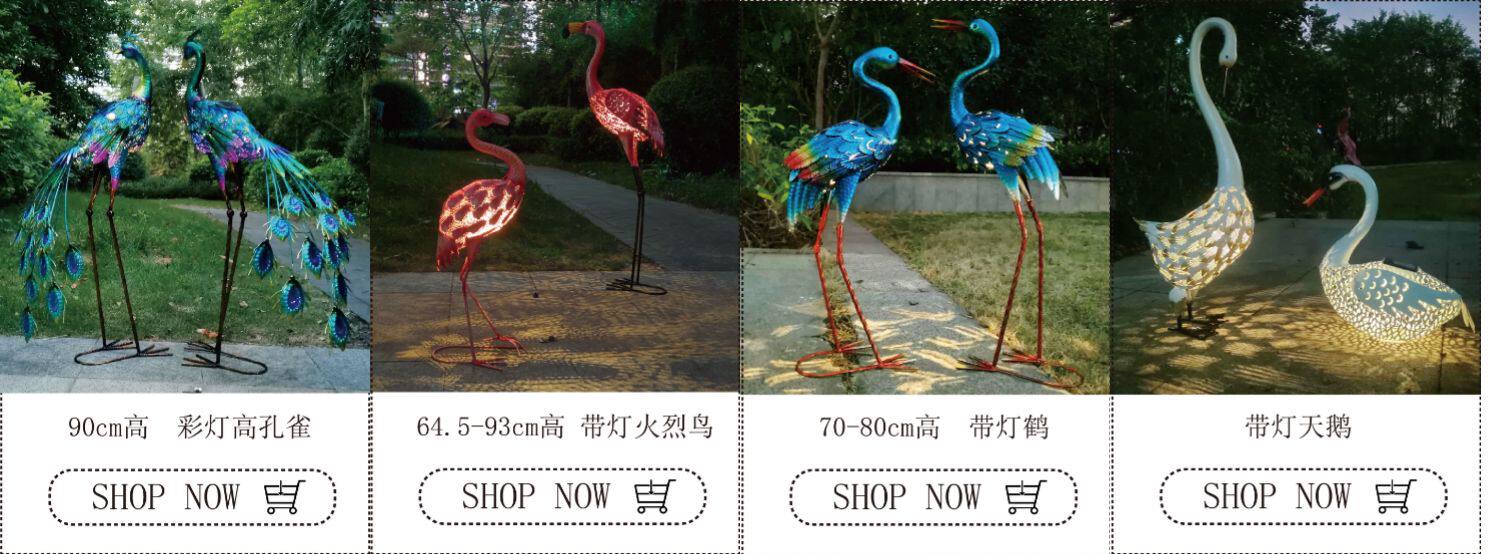户外/庭院摆件 欧美出口多肉绿植花园装饰铁艺工艺品孔雀花动物造型可爱特色花盆