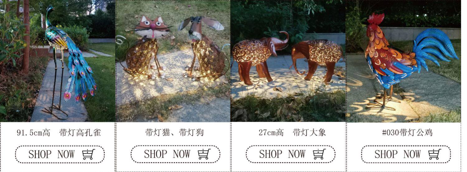 户外/庭院摆件 欧美出口多肉绿植花园装饰铁艺工艺品孔雀花动物造型可爱特色花盆