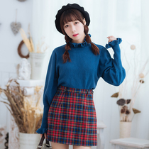 (LIFEGIRL) Autumn and winter cotton sheep hoof sleeve fungus edge turtleneck lolita inside the daily wear sweater