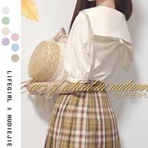 LIFEGIRL Original Day Ensemble Cute Teenage Girl Sailor Bow Tie Shirt Mid Sleeve Short Sleeve 100 Lap Seven Color Blouse