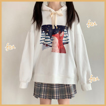 (Terrier bean)LIFE GIRL original snow fox velvet riga thick autumn and winter oversize girl hooded sweater